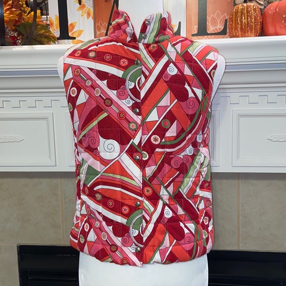 The Children's Place Other - Children’s Place Pink/Red/White/Green Swirl Quilted Vest -Girls